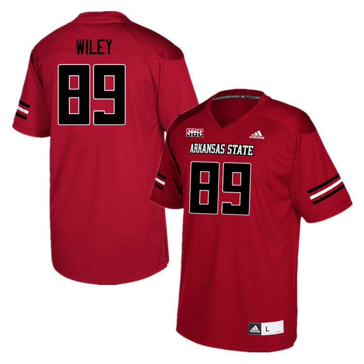 Men-Youth #89 Blake Wiley Arkansas State Red Wolves College Football Jerseys Stitched-Scarlet